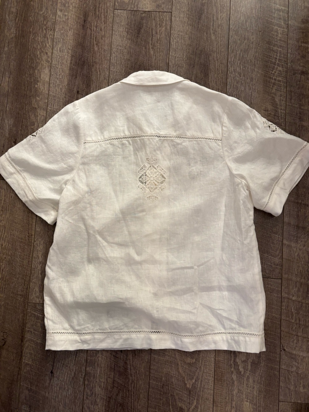 Rebecca Taylor Linen Button Down Crochet Top - Picture 5 of 5